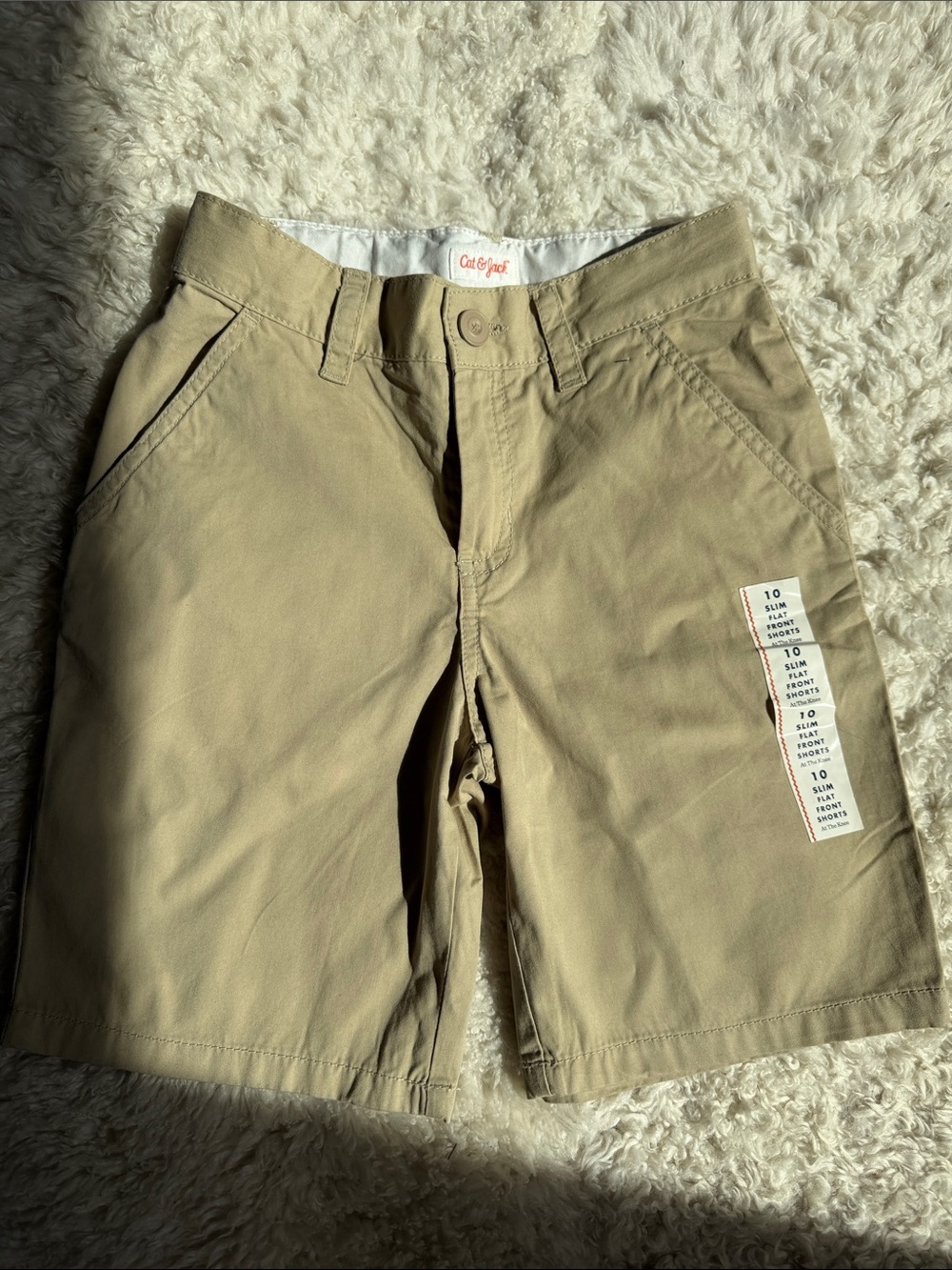Cat & Jack Tan Flat Front Kids Shorts 10 Slim